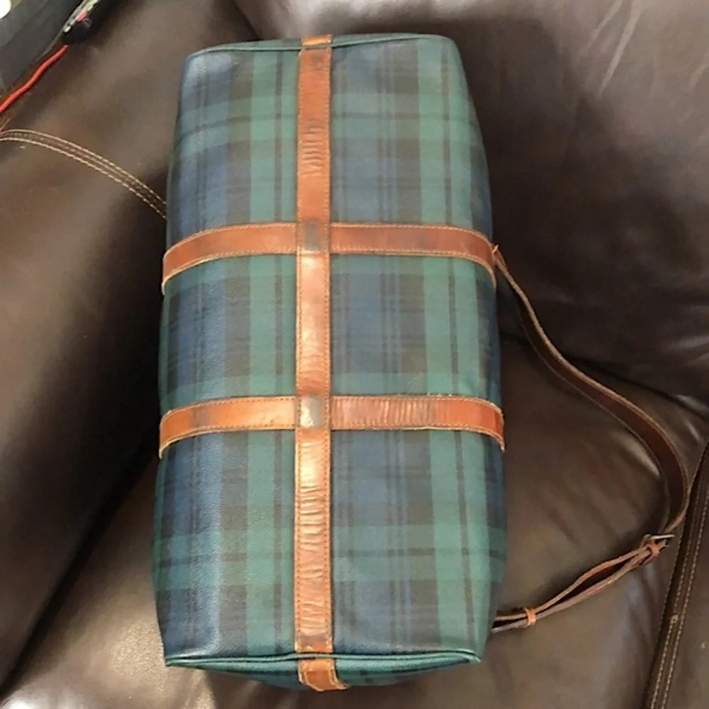 RALPH LAUREN Black Watch Plaid Speedy Boston Travel Vacation Camp Shoulder Bag